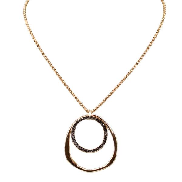 ROPE ORGANIC CIRCLE W/ STONE PAVE NECKLACE