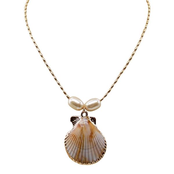 BEADED NATURAL PEARL SHELL NECKLACE