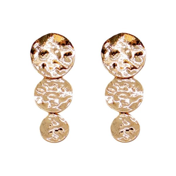 HAMMERED TRIPLE CIRCLE DANGLE EARRING