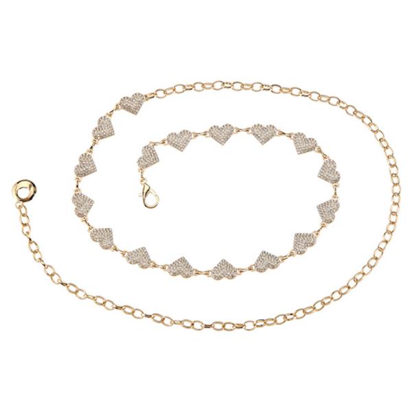 RHINESTONE HEART LINK CHAIN BELT