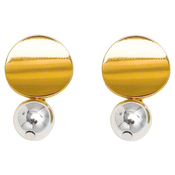 TWO TONE METAL DISC DROP EARRING
