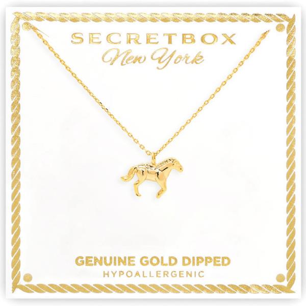 SECRET BOX GOLD DIPPED HORSE NECKLACE