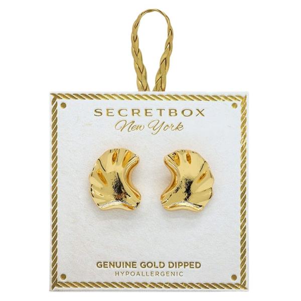 SECRET BOX GOLD DIPPED METAL STUD EARRING