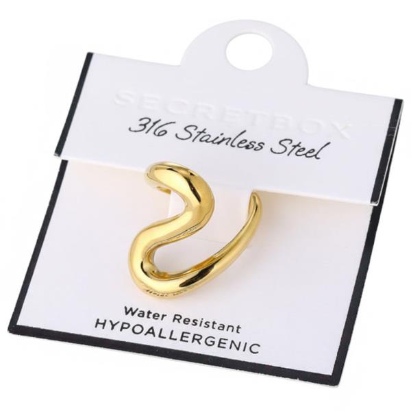 SECRET BOX STAINLESS STEEL WAVE OPEN RING
