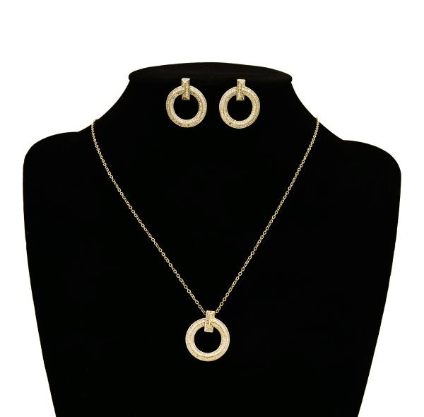 CZ ROUND NECKLACE EARRING SET