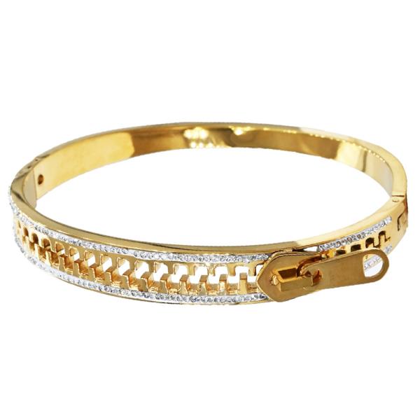 ZIPPER STAINLESS STEEL BANGLE BRACELET