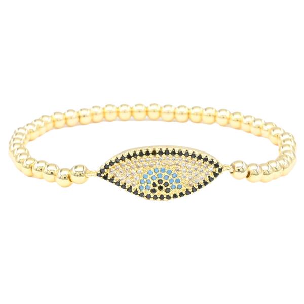 DEENA CRYSTAL EYE STAINLESS STEEL BALL STRETCH BRACELET