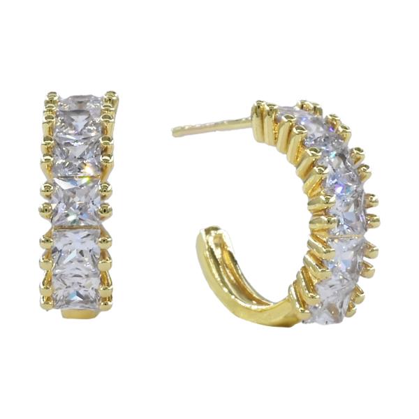 CZ HALF HOOP EARRING