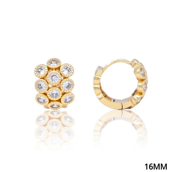 CZ EMBELLISHED HUGGIE EARRING
