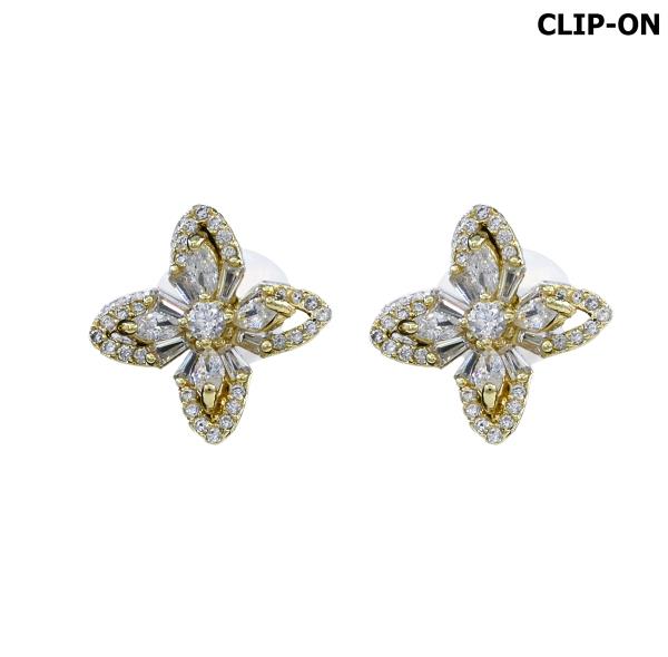 CZ CLOVER CLIP ON EARRING