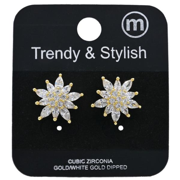 CZ SNOW FLOWER POST EARRING