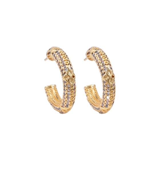 CZ BRASS HOOP POST EARRING