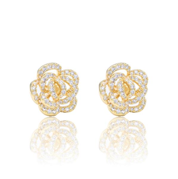 CZ ROSE POST EARRING