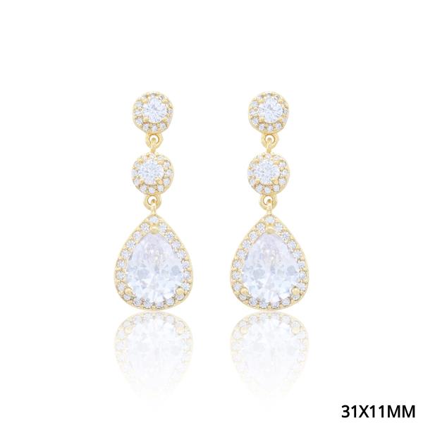 CZ TEARDROP DANGLE EARRING