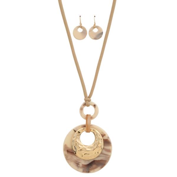 RESIN PENDANT LONG NECKLACE EARRING SET