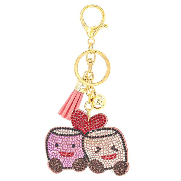RHINESTONE MARSHMALLOW HEART KEYCHAIN