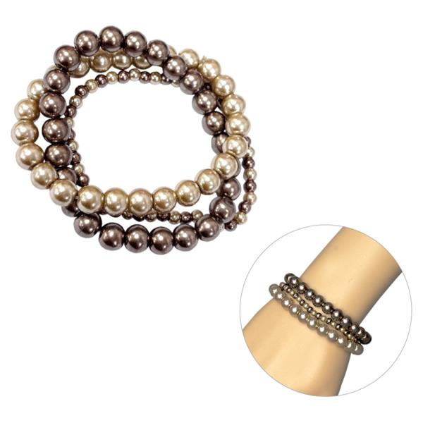 BROWN PEARL LAYERED BRACELET