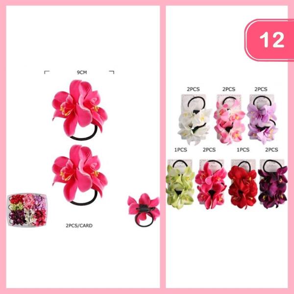 ARTIFICIAL FLOWER HAIR TIE (12 UNITS)