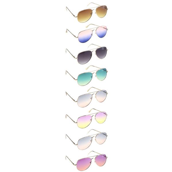 STYLISH COLORED LENS AVIATORS SUNGLASSES 1DZ