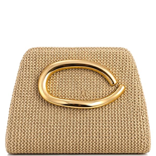 WOVEN TEXTURED METALLIC SHAPED CLUTCH BAG