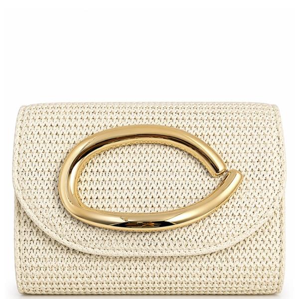 WOVEN TEXTURED METALLIC DESIGN CLUTCH BAG