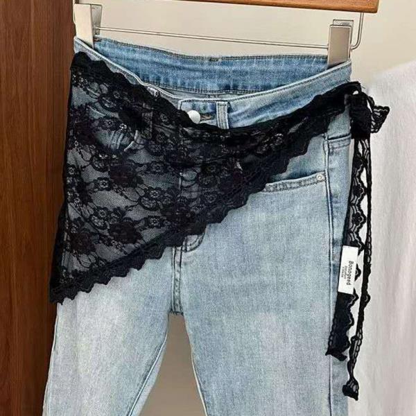 SHEER LACE FLORAL TIE SIDE WRAP SKIRT