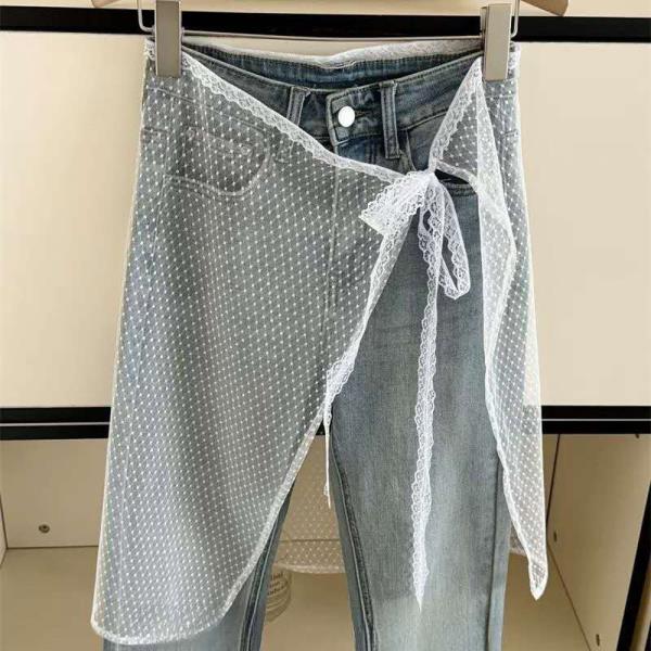 SHEER MESH POLKA DOT TIE SIDE WRAP SKIRT