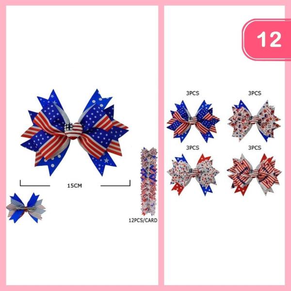 FOURTH OF JULY HAIR BOW (12 UNITS)