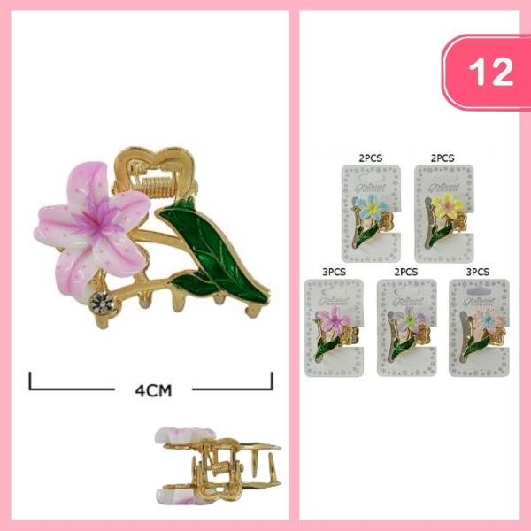 METAL LILY HAIR CLAW CLIP (12 UNITS)