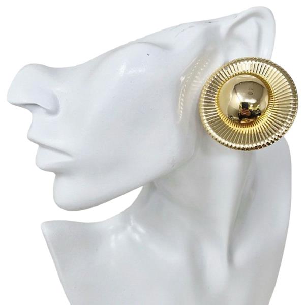 METAL RIDGED DISC STUD EARRING