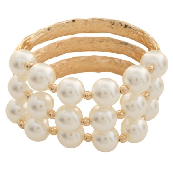 PEARL METAL LAYERED BANGLE BRACELET