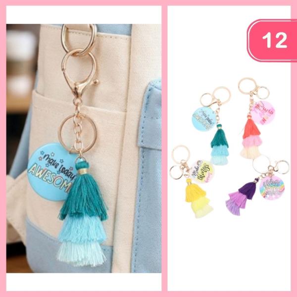 POSITIVE PHRASES TASSEL KEYCHAIN (12 UNITS)