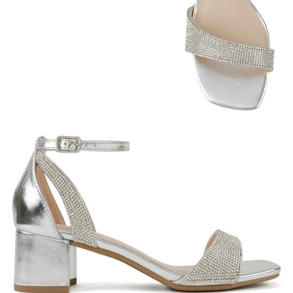 MID CHUNKY HEEL RHINESTONE FRONT