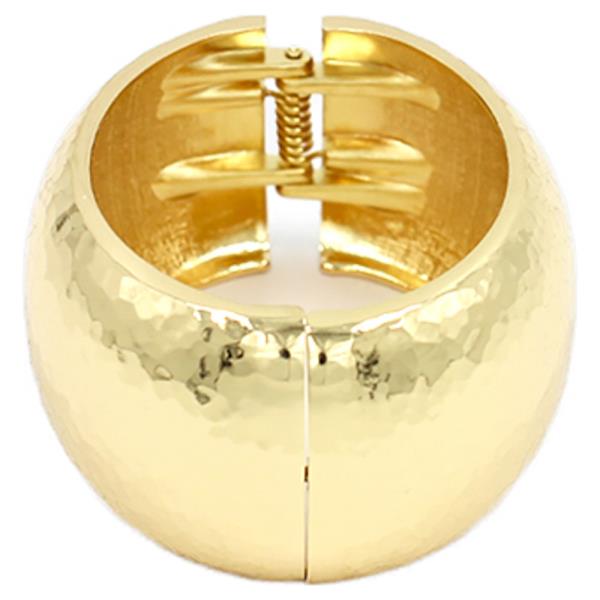 METAL HAMMERED PUFFY HINGED BANGLE BRACELET