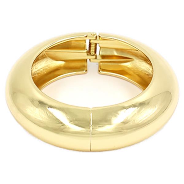 METAL SMOOTH PUFFY HINGED BANGLE BRACELET