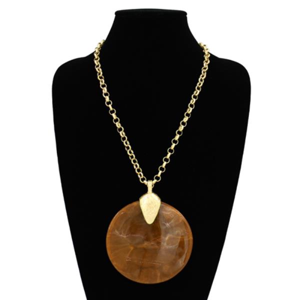 RESIN STONE DISC PENDANT STATEMENT NECKLACE
