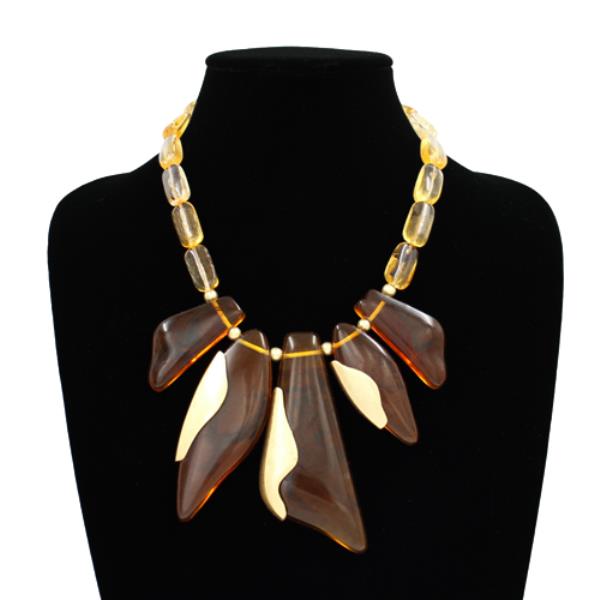 RESIN STONE MULTI CHARM STATEMENT NECKLACE