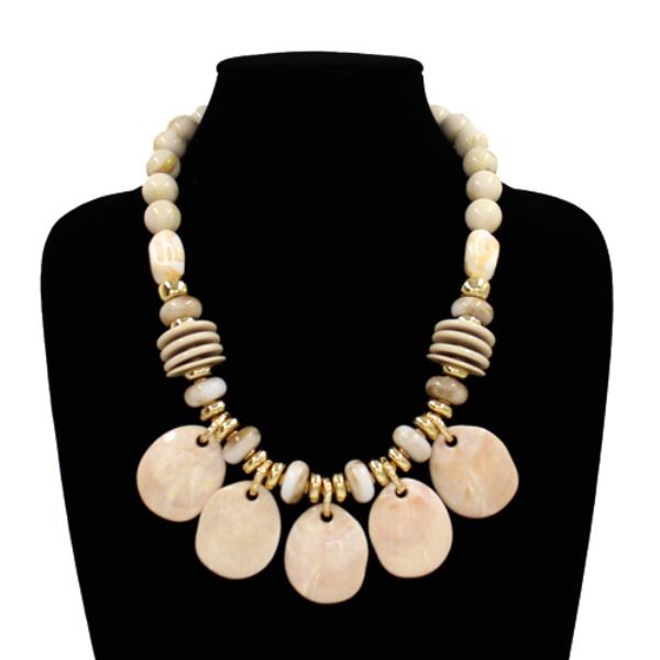 STONE BEADED MULTI CHARM STATEMENT NECKLACE
