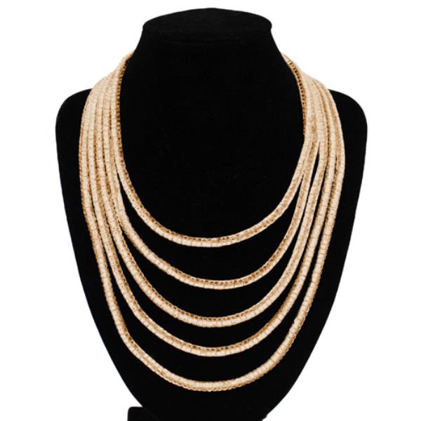 BEADED MULTI STRAND LAYERED STATEMENT NECKLACE