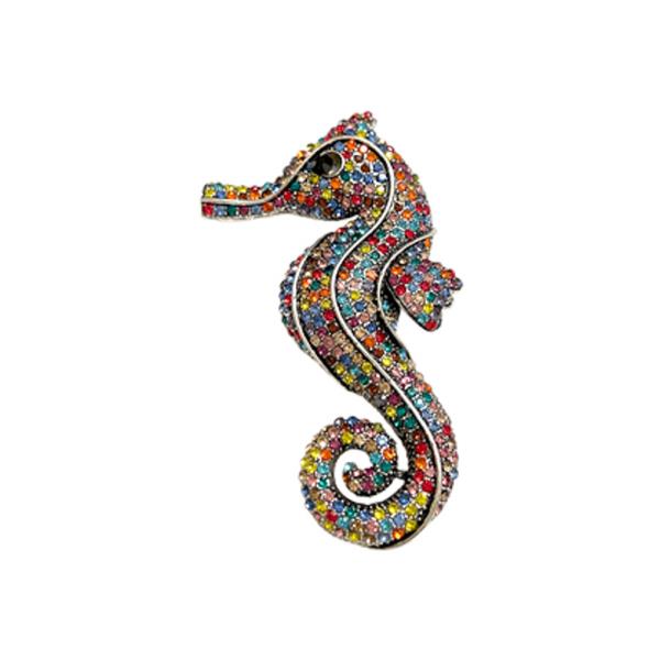 RHINESTONE SEALIFE SEAHORSE BROOCH