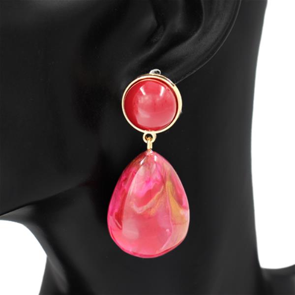 RESIN STONE TEARDROP STATEMENT DROP EARRING