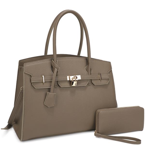 2IN1 MODERN KEY LOCK DESIGN SATCHEL BAG W WALLET SET