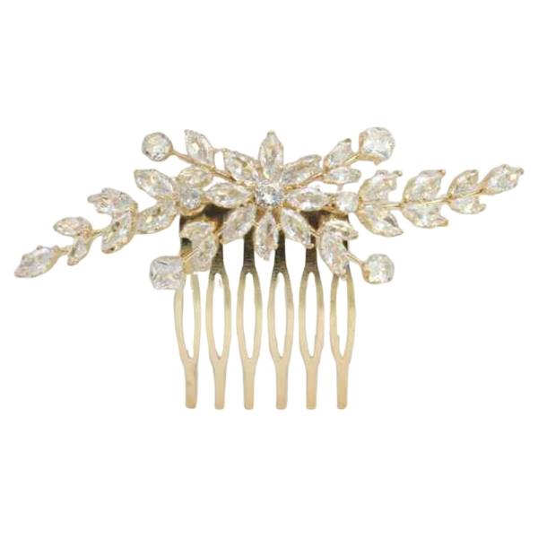 CZ STONE FLORAL BRIDAL HAIR COMB HEADBAND