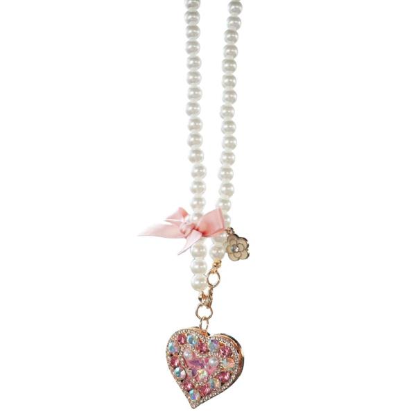 PEARL HEART RHINESTONE CAR CHARM