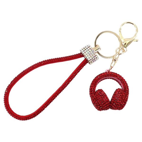 RHINESTONE HEADPHONE BAG CHARM KEYCHAIN