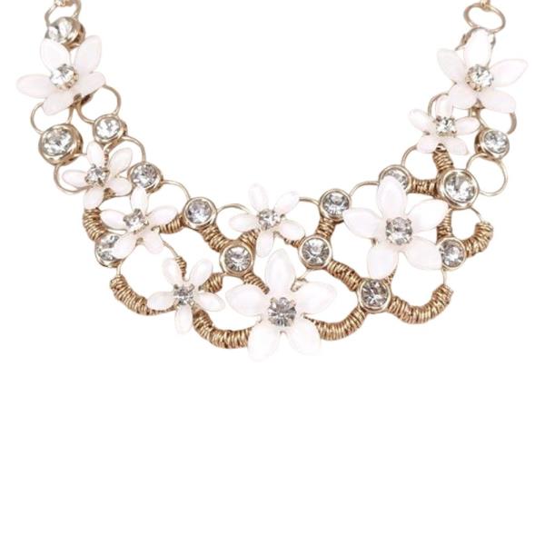 METAL FLOWER STATEMENT NECKLACE