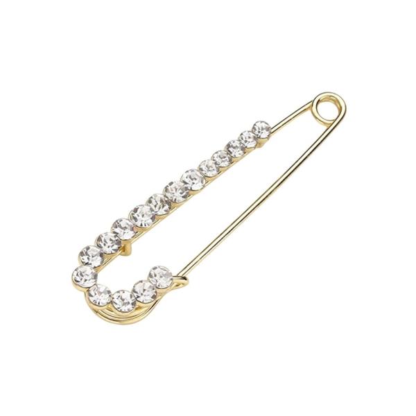 METAL RHINESTONE SAFETY PIN BROOCH