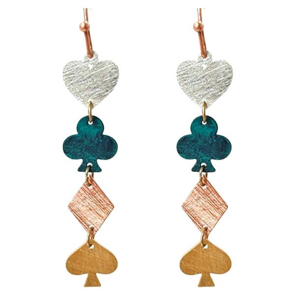 METAL PLAY CARD MULTI SHAPE DROP EARRING