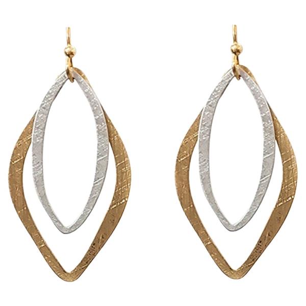 BRASS METAL DOUBLE OVAL DROP EARRING