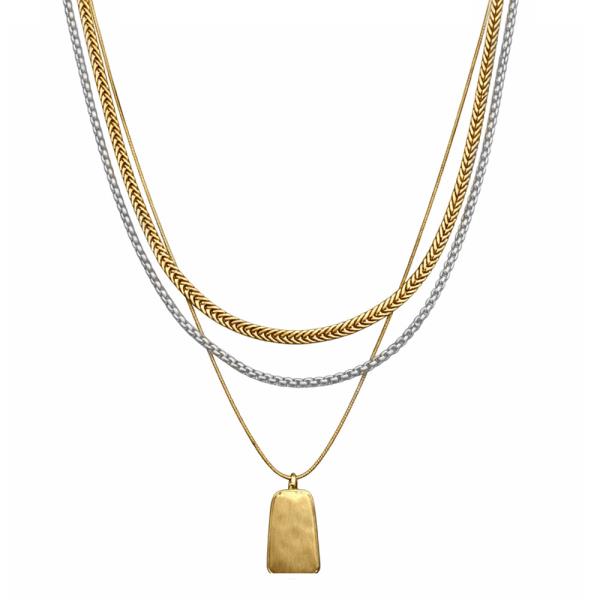 METAL MULTI CHAIN LAYERED NECKLACE